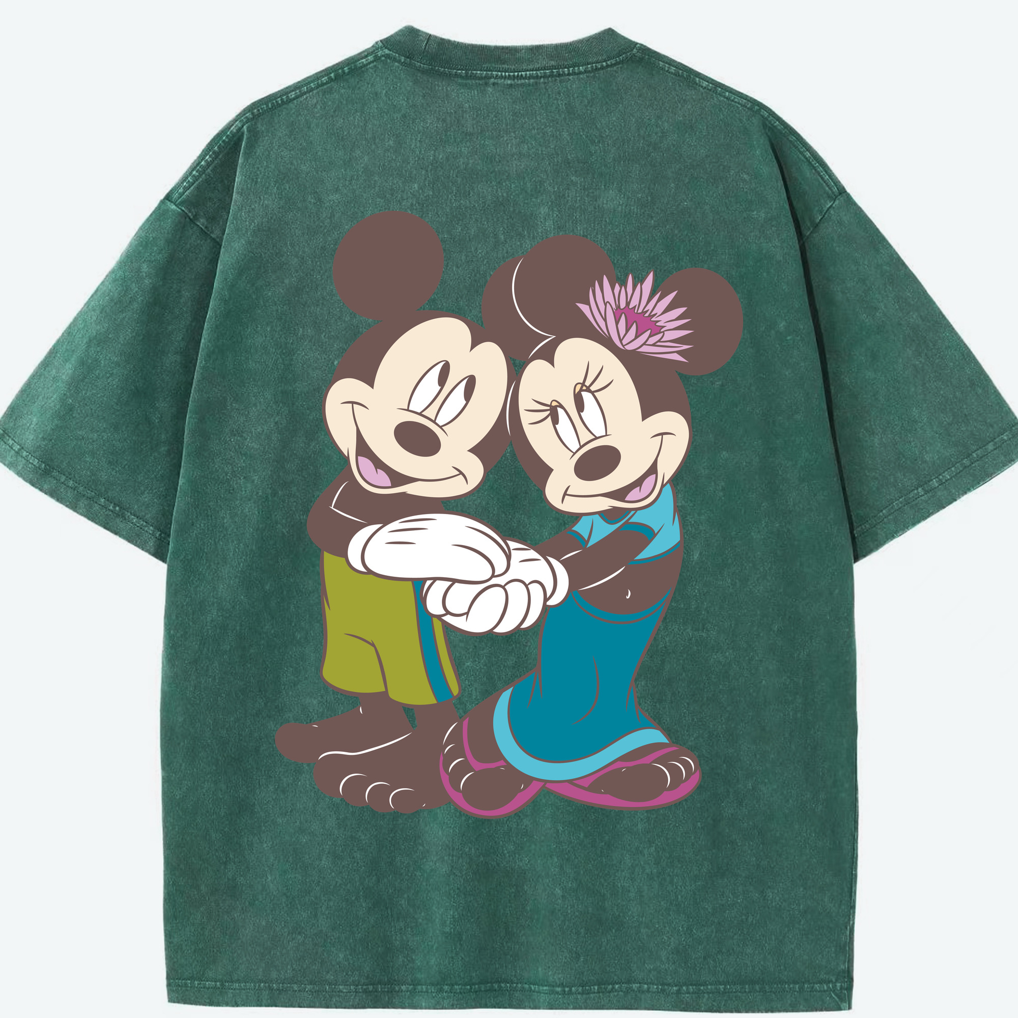 （画像用） ミッキーマウス Mickey Mouse 綿100% ヴィンテージ風 半袖Tシャツ（背面プリント）